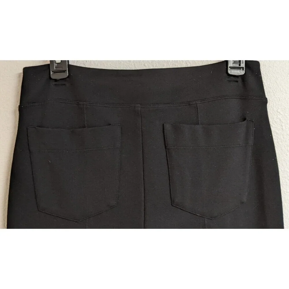 Cabi #6278 Fleggings Black Flared Leg Split Hem Ponte Knit Pull-On Pant SZ M